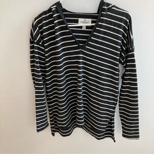 American Eagle Outfitters Grey Striped Hoodie Sweater